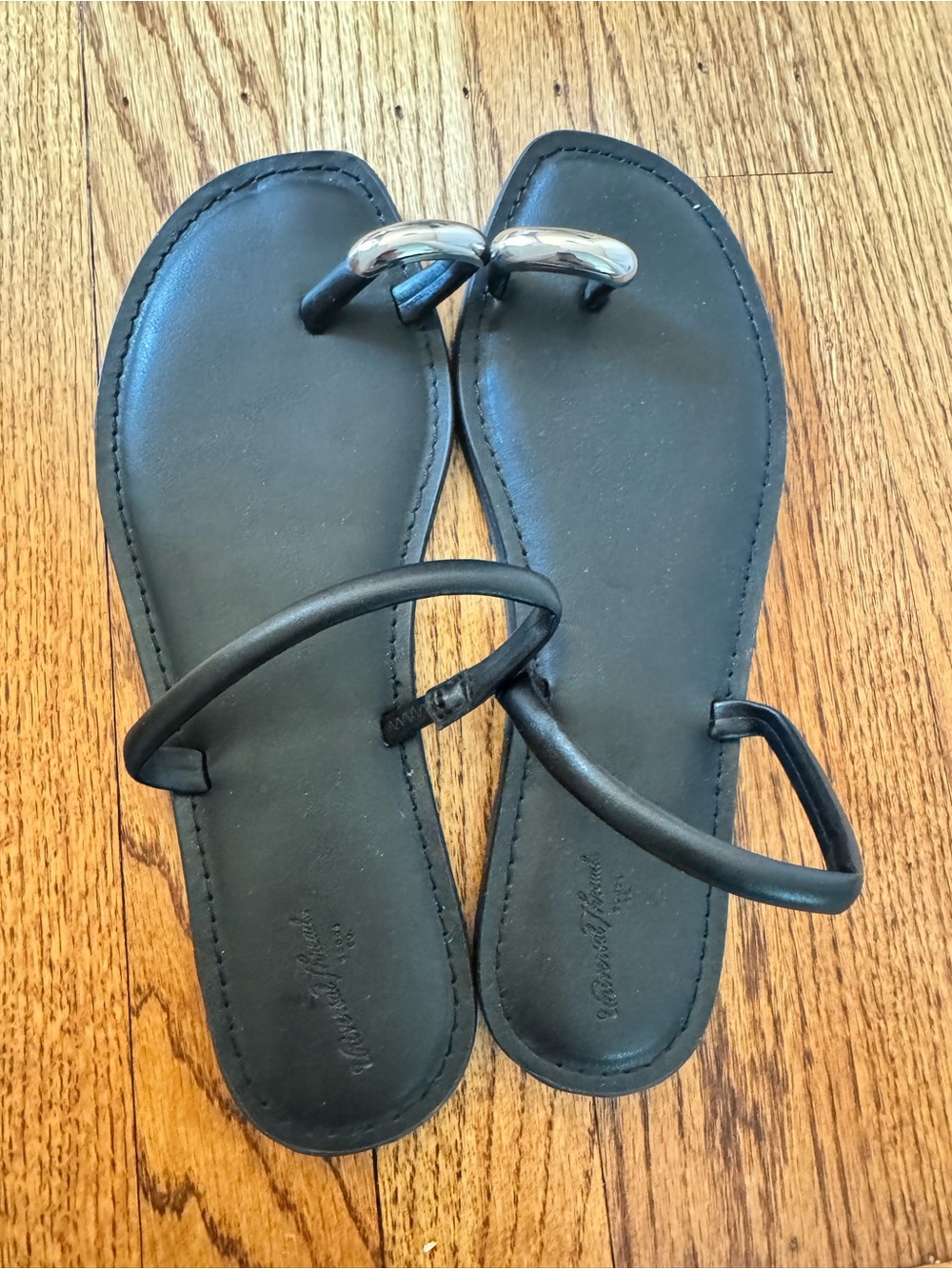 Black Leather Toe-Loop Sandals